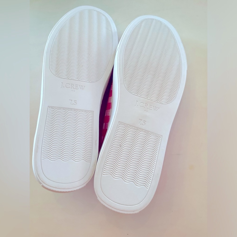J. Crew Women’s Pink and White Check Roadtrip Sneakers Size 7.5 - Picture 3 of 8
